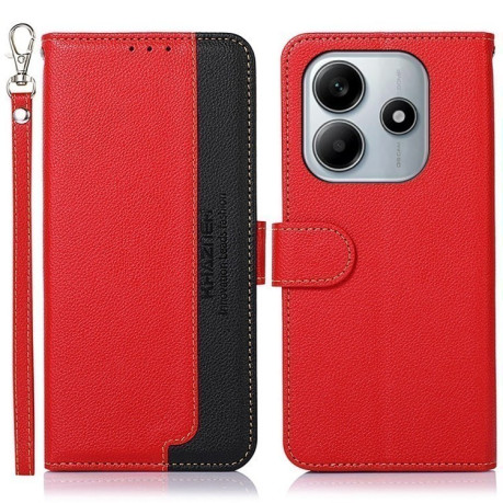 Чехол-книжка KHAZNEH Litchi Texture на Xiaomi Redmi Note 14 4G - красный