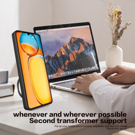 Противоударный чехол CD Texture Sliding Camshield Magnetic Holder на Xiaomi Redmi 13C/Poco C65 4G - синий
