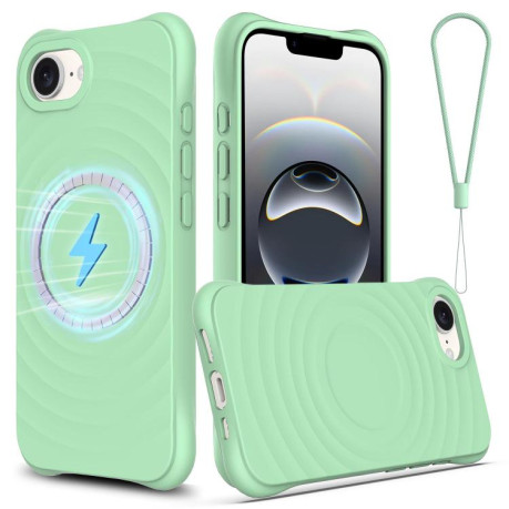 Чохол протиударний Wave Texture MagSafe Magnetic Liquid Silicone для iPhone 16e - зелений