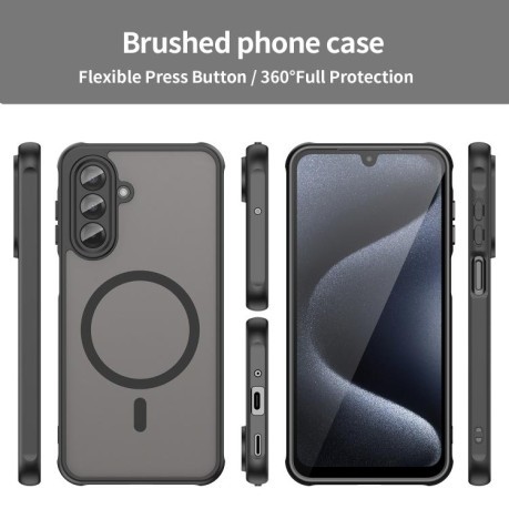 Противоударный чехол Fan Dun Series TPU Hybrid PC Frosted Magsafe для Samsung Galaxy A17 5G - черный