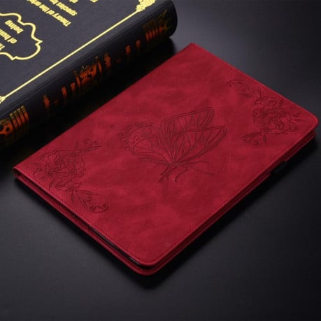 Чехол-книжка Butterfly Flower Embossed Leather на Xiaomi Redmi Pad 2 / Xiaomi Redmi Pad SE 11 2025 - красный