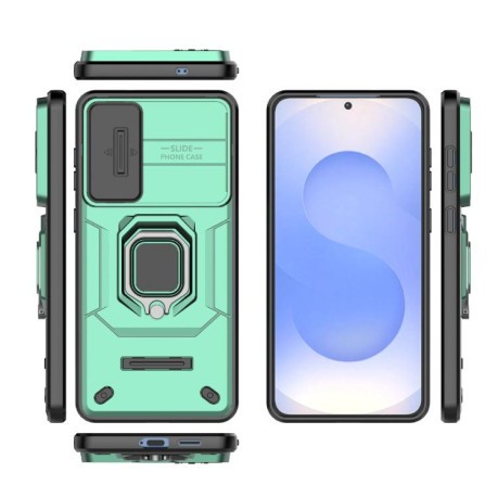 Противоударный чехол Sliding Camshield для Samsung Galaxy S25 Edge 5G - зеленый