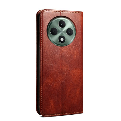 Чехол-книжка Simple Wax Crazy Horse для OPPO Reno12 F/12 FS 5G - коричневый