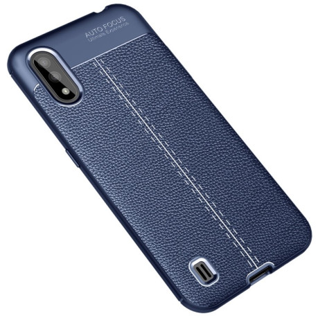 Противоударный чехол Litchi Texture на Samsung Galaxy M01 - синий