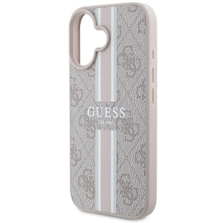 Оригинальный чехол Guess 4G Printed Stripes MagSafe на iPhone 16 - Pink