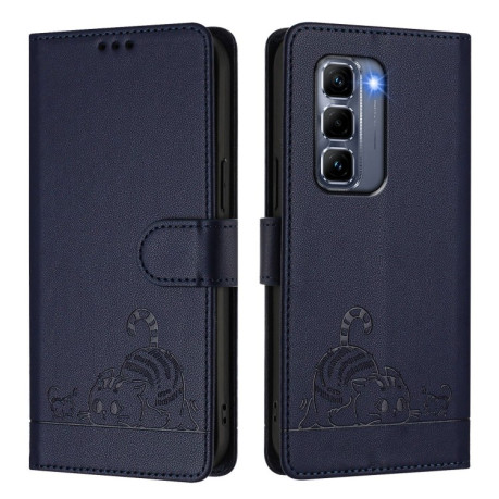 Чехол-книжка Cat Embossing Pattern на Infinix Hot 50 Pro+ 4G - синій