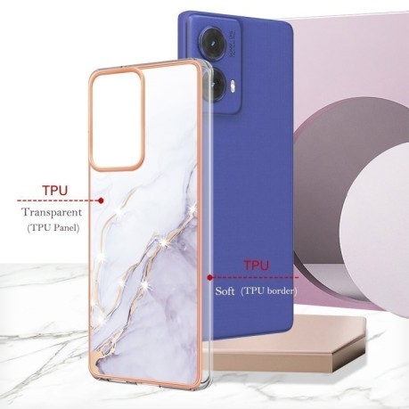 Противоударный чехол Electroplating IMD для Motorola Moto G85 - White