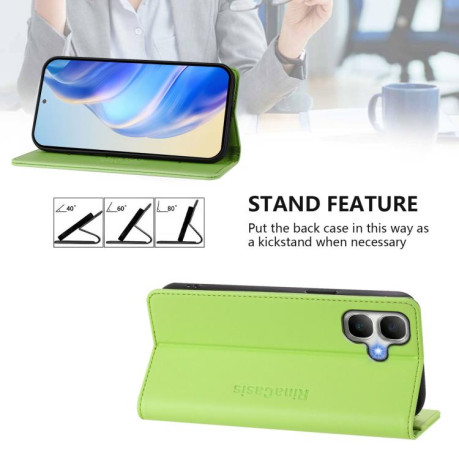 Чохол-книжка RC01 Dual-Folded Magnetic Suction RFID Leather на Infinix Smart 20 4G — трав'янисто-зелений