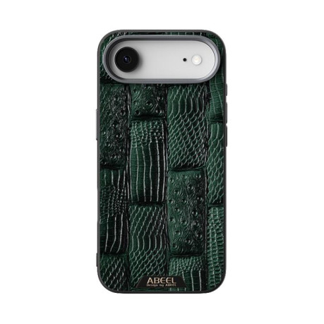 Ультратонкий чехол ABEEL Beast Pattern 6D Micro-Embossed MagSafe Genuine Leather на iPhone Air - зеленый