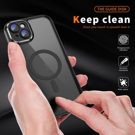 Противоударный чехол Frosted Lens MagSafe для iPhone 15 - черный