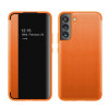 Чехол-книжка Side Window View на Samsung Galaxy S22 5G - оранжевый