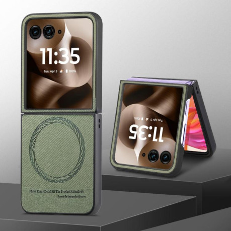 Чехол Twill Fabric Leather Skin Magnetic для Motorola Razr 60 Ultra - зелений