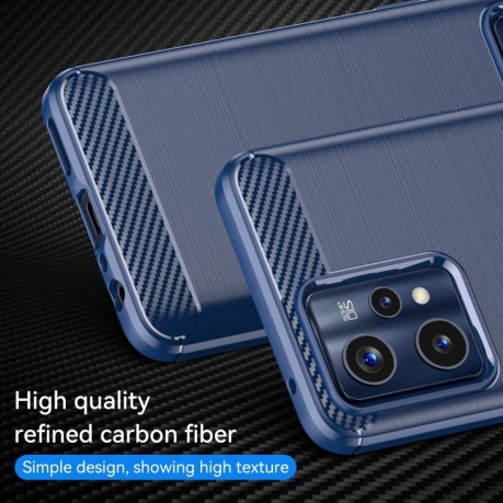 Чохол Brushed Texture Carbon Fiber на Realme 9 Pro Plus - синій