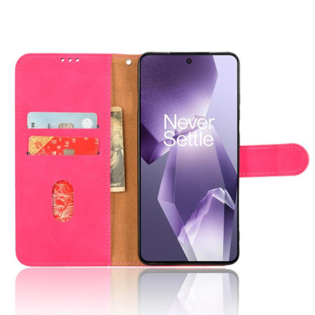 Чохол-книжка Skin Feel Magnetic Flip Leather для OnePlus 13R/Ace 5/Ace 5 Pro - пурпурно-червоний