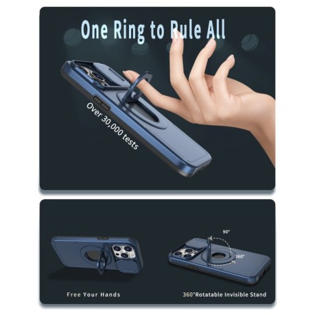 Противоударный чехол Camshield MagSafe Ring Holder Armor для iPhone 15 Pro - синий
