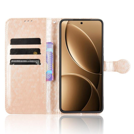 Чехол-книжка Honeycomb Dot для Xiaomi Poco F7 Pro 5G / F7 Ultra - золотой