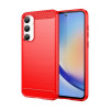 Противоударный чехол Brushed Texture Carbon Fiber на Samsung Galaxy A35 - красный