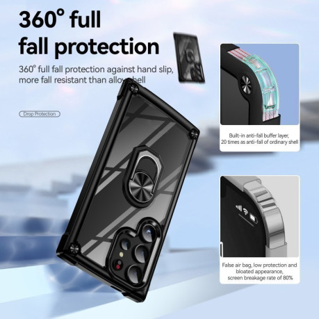 Противоударный чехол Acrylic Ring Holder на Samsung Galaxy S25 Ultra 5G - черный
