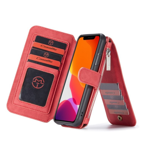 Кожаный чехол-кошелек CaseMe-007 Detachable Multifunctional на iPhone 11 - красный
