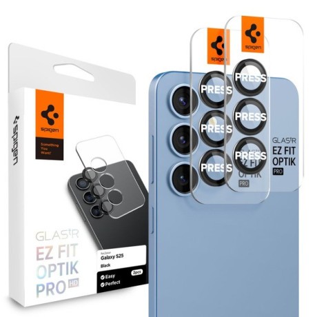 Комплект захисних стекол на камеру Spigen Optik Pro GLAS.TR EZ FIT 2-pack для Samsung Galaxy S25+ - Black