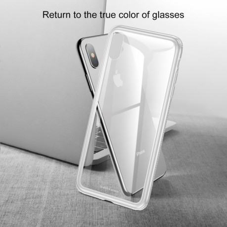 Стеклянный чехол Baseus See-Through для iPhone XS Max - белый