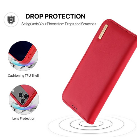 Кожаный чехол-книжка DUX DUCIS Hivo Series на iPhone 17 Pro - красный