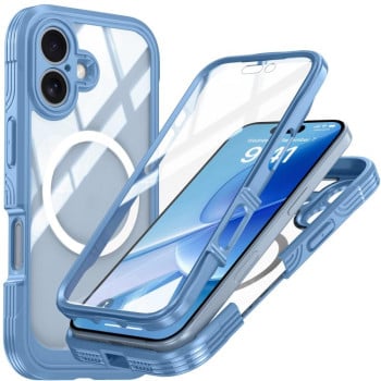 Двосторонній протиударний чохол Life Waterproof MagSafe Magnetic Rugged для iPhone 17 - блакитний