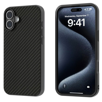Ударозахисний чохол Carbon Fiber Texture Protective на iPhone 16 Plus - чорний