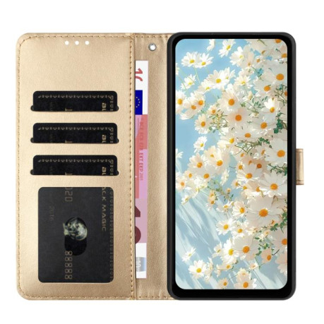 Чехол-книжка Daisy Embossed Leather для Samsung Galaxy M06 5G - золотой