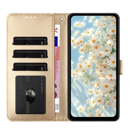 Чехол-книжка Daisy Embossed Leather для на Samsung Galaxy F16 5G / M16 5G - золотой