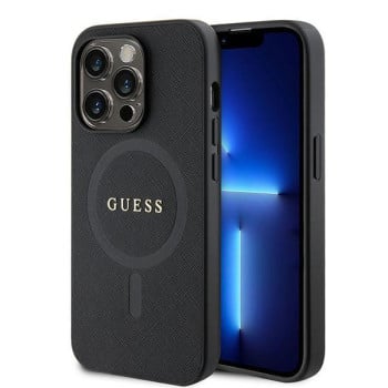 Оригинальный чехол Guess Saffiano MagSafe на iPhone 15 Pro - black(GUHMP15LPSAHMCK)