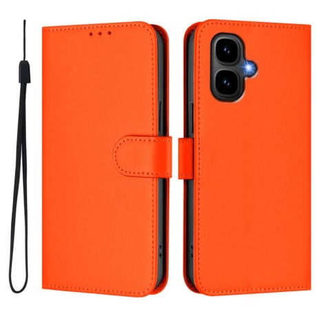Чехол-книжка с мягким покрытием (Skin Feel) со шнурком на Infinix Smart 10 4G - оранжевый