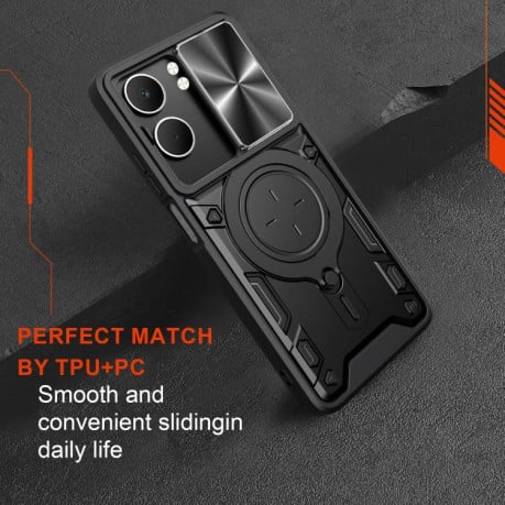 Чохол із шторкою камери CD фактурою та підставкою на OPPO A5 5G Global / A5x 5G - рожевий