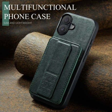 Чохол Fierre Shann Oil Wax Cow Leather Card Holder на iPhone 16 - зелений