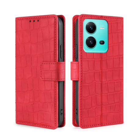 Чехол-книжка Skin Feel Crocodile Texture для Vivo V25 5G/V25e 5G/X80 Lite - красный