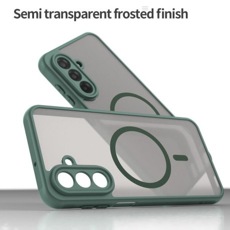Противоударный чехол Fan Dun Series TPU Hybrid PC Frosted Magsafe для Samsung Galaxy A17 5G - зеленый