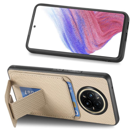 Противоударний чехол Carbon Fiber Card Bag для Realme 14 Pro+ - хаки