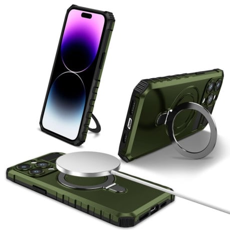 Протиударний чохол MagSafe Magnetic Holder для iPhone 15 Pro Max - зелений