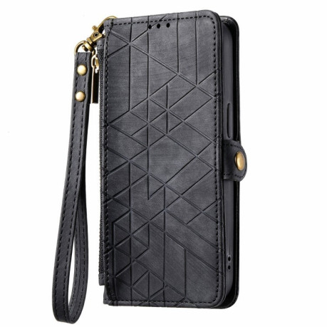 Чохол-книжка Geometric Zipper Wallet Side Buckle Leather для OnePlus Nord N30 SE - чорний