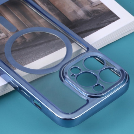 Противоударный чехол Classic Electroplating (Magsafe) для  iPhone 14 - синий