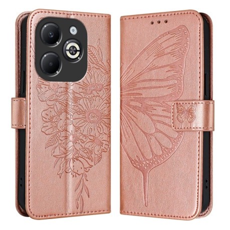 Чехол-книжка Embossed Butterfly для Infinix Smart 8 Plus / Smart 8 Pro - золото
