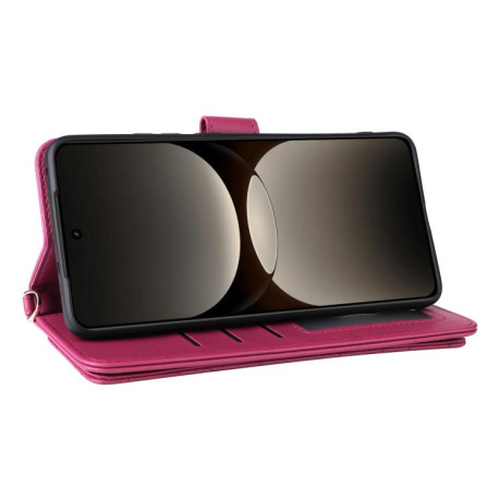 Чехол-книжка Multifunctional 6-Card Slots Leather на Realme GT 7 Pro - пурпурно-красный