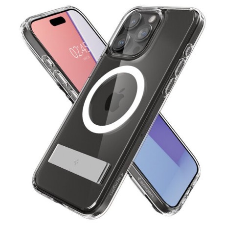 Оригинальный чехол Spigen Ultra Hybrid S MagSafe case with stand для iPhone 15 Pro - transparent
