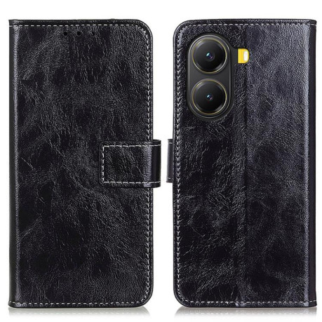 Чехол-книжка Magnetic Retro Crazy Horse Texture на Xiaomi Poco X7 Pro - черный