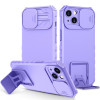 Противоударный чехол Stereoscopic Holder Sliding для iPhone 15 - фиолетовый