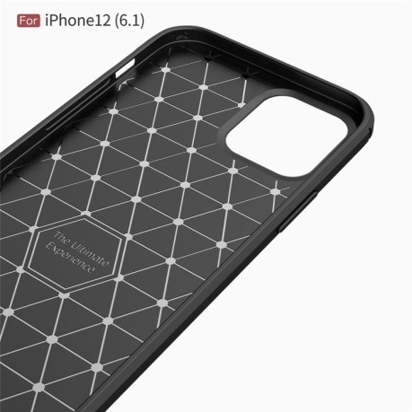 Чехол Brushed Texture Carbon Fiber на iPhone 12/12 Pro - черный