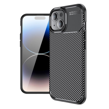 Ударозащитный чехол HMC Carbon Fiber Texture на iPhone 15 Plus - черный