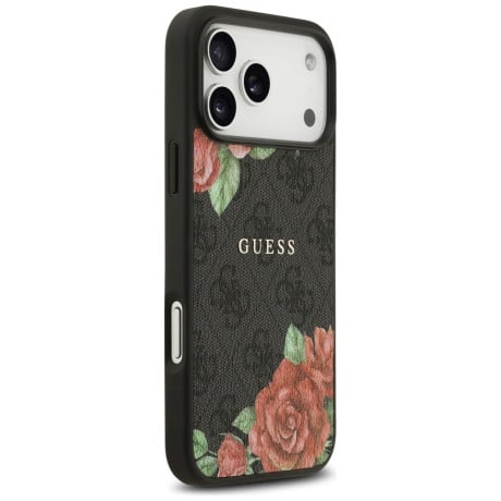 Оригинальный чехол Guess 4G Flowers Print с MagSafe на iPhone 17 Pro - black