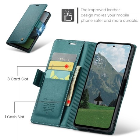 Чехол-книжка CaseMe 023 Butterfly Buckle Litchi Texture RFID Anti-theft Leather для OPPO Reno12 F/12 FS 5G - зеленый
