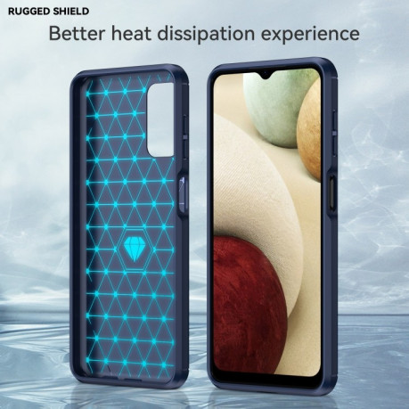 Противоударный чехол Brushed Texture Carbon Fiber на Samsung Galaxy A04s - синий